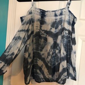Open shoulder tie dye blouse